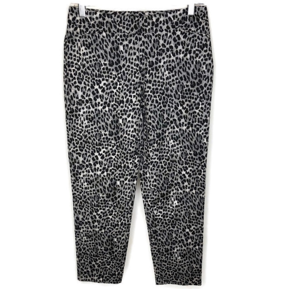 WHBM Black/Gray ANIMAL PRINT Slim Ankle CAPRI Pant